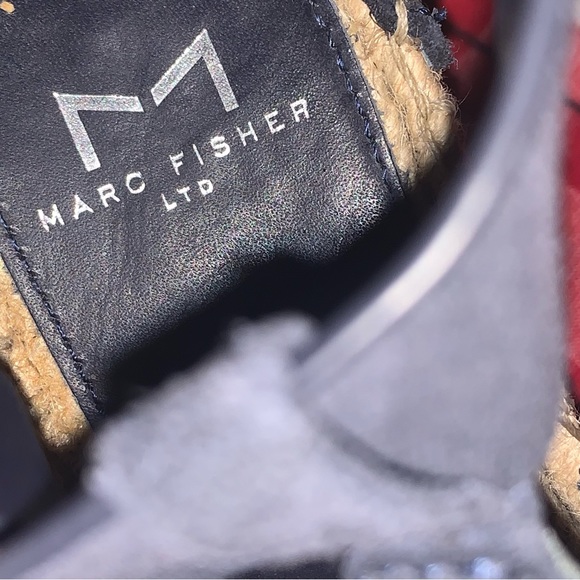 Women’s 6 MARC FISHER Allison Navy Blue Suede Wedge Platform Espadrille Sandals - Picture 10 of 13